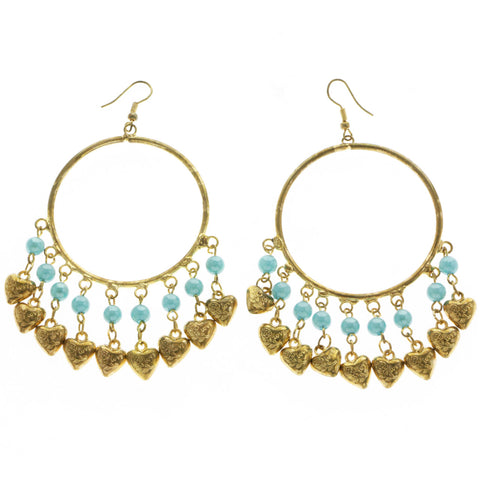 Mi Amore Heart Drop-Dangle-Earrings Gold-Tone/Blue