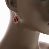 Mi Amore Dangle-Earrings Red/Silver-Tone