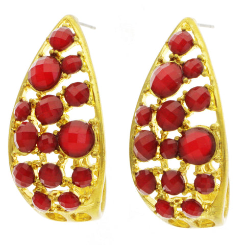 Mi Amore Dangle-Earrings Red/Gold-Tone
