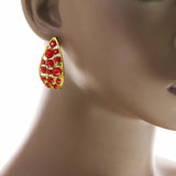 Mi Amore Dangle-Earrings Red/Gold-Tone