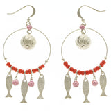 Mi Amore Fish Drop-Dangle-Earrings Silver-Tone/Pink