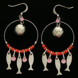 Mi Amore Fish Drop-Dangle-Earrings Silver-Tone/Pink