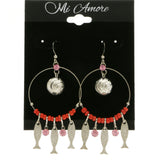 Mi Amore Fish Drop-Dangle-Earrings Silver-Tone/Pink