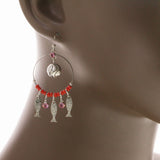 Mi Amore Fish Drop-Dangle-Earrings Silver-Tone/Pink