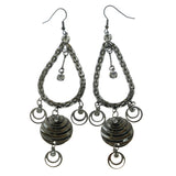 Mi Amore Crystal Accented Dark Silver Drop-Dangle-Earrings Silver-Tone