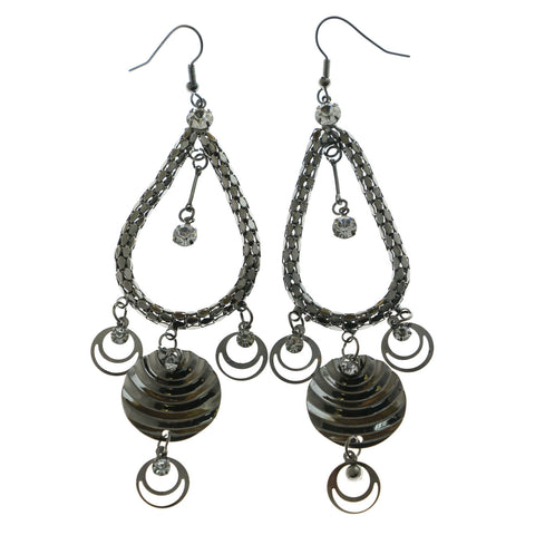 Mi Amore Crystal Accented Dark Silver Drop-Dangle-Earrings Silver-Tone
