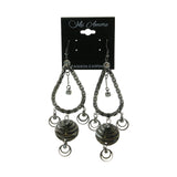 Mi Amore Crystal Accented Dark Silver Drop-Dangle-Earrings Silver-Tone