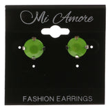 Mi Amore Acrylic Accents Post-Earrings Green/Silver-Tone
