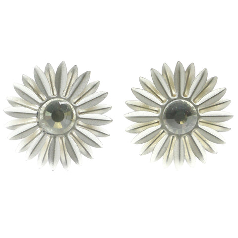 Mi Amore Flower Post-Earrings Silver-Tone/Clear