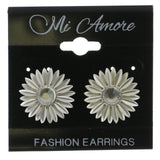 Mi Amore Flower Post-Earrings Silver-Tone/Clear
