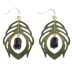 Mi Amore Peacock Feather Drop-Dangle-Earrings Gold-Tone/Black