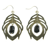Mi Amore Peacock Feather Drop-Dangle-Earrings Gold-Tone/Black