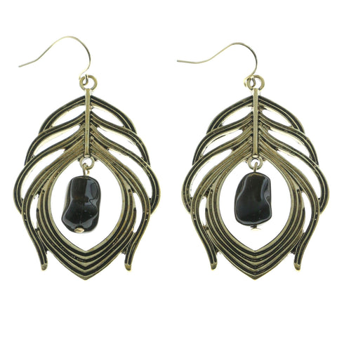 Mi Amore Peacock Feather Drop-Dangle-Earrings Gold-Tone/Black