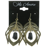 Mi Amore Peacock Feather Drop-Dangle-Earrings Gold-Tone/Black