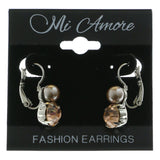 Mi Amore Crystal Accented Dangle-Earrings Silver-Tone/Brown