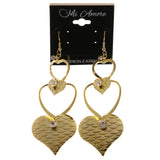 Mi Amore Crystal Accented Hearts Drop-Dangle-Earrings Silver-Tone