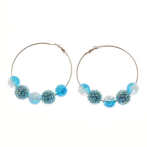 Mi Amore Hoop-Earrings Silver-Tone/Blue