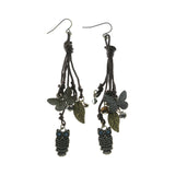 Mi Amore Owl Butterfly Drop-Dangle-Earrings Brown & Multicolor