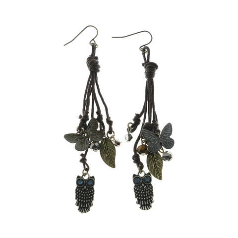 Mi Amore Owl Butterfly Drop-Dangle-Earrings Brown & Multicolor