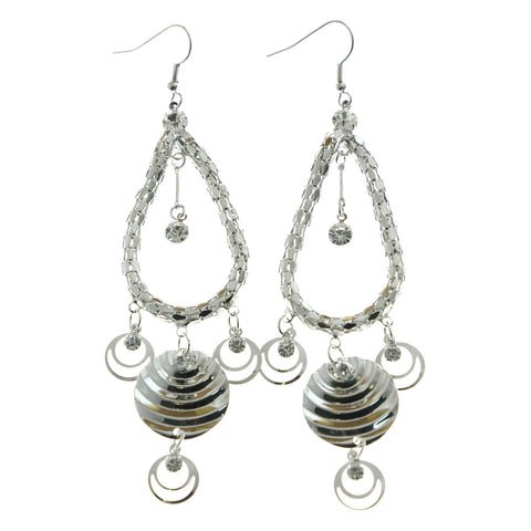 Mi Amore Crystal Accented Drop-Dangle-Earrings Silver-Tone