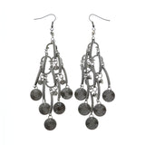 Mi Amore Crystal Accented Long Chandelier-Earrings Silver-Tone