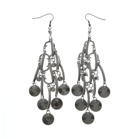 Mi Amore Crystal Accented Long Chandelier-Earrings Silver-Tone