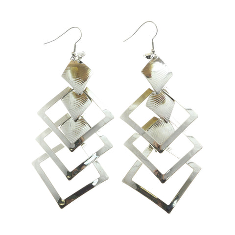 Mi Amore Crystal Accented Drop-Dangle-Earrings Silver-Tone