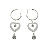 Mi Amore Crystal Accented Hoop-Dangle-Earrings Silver-Tone