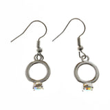 Mi Amore AB Crystal Accented Dangle-Earrings Silver-Tone