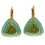 Mi Amore Crystal Accented Dangle-Earrings Gold-Tone/Green