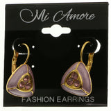 Mi Amore Crystal Accented Dangle-Earrings Gold-Tone/Purple