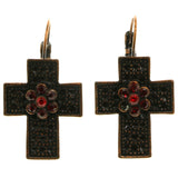 Mi Amore Crystal Accented Dangle-Earrings Bronze-Tone/Red