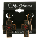Mi Amore Crystal Accented Dangle-Earrings Bronze-Tone/Red