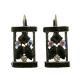 Mi Amore Crystal Accented Dangle-Earrings Silver-Tone/Black