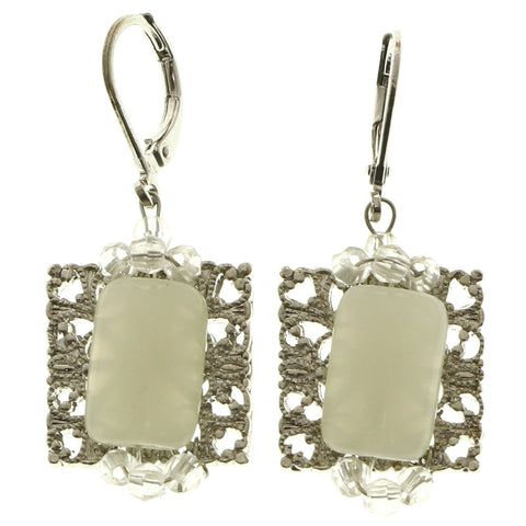 Mi Amore Dangle-Earrings Silver-Tone/White