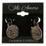 Mi Amore Crystal Accented Dangle-Earrings Silver-Tone/Pink
