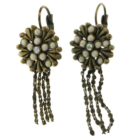 Mi Amore Dangle-Earrings Bronze-Tone/White
