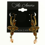 Mi Amore Crystal Accented Dangle-Earrings Gold-Tone/Brown