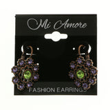 Mi Amore Crystal Accented Dangle-Earrings Copper-Tone/Purple