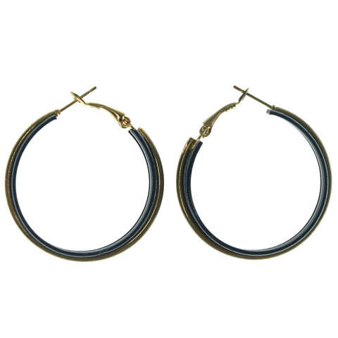 Gold-Tone & Blue Metal Hoop-Earrings