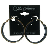 Gold-Tone & Blue Metal Hoop-Earrings
