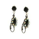 Mi Amore Crystal Accented Dangle-Earrings Dark-Silver/Black