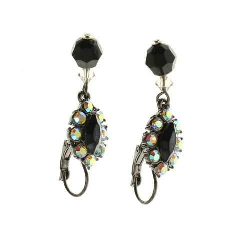 Mi Amore Crystal Accented Dangle-Earrings Dark-Silver/Black