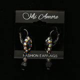Mi Amore Crystal Accented Dangle-Earrings Dark-Silver/Black