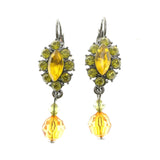 Mi Amore Crystal Accented Dangle-Earrings Dark-Silver/Green