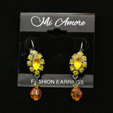 Mi Amore Crystal Accented Dangle-Earrings Dark-Silver/Green