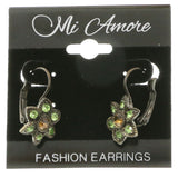 Mi Amore Crystal Accented Dangle-Earrings Dark-Silver/Green
