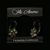 Mi Amore Crystal Accented Dangle-Earrings Dark-Silver/Green
