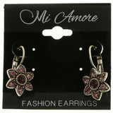 Mi Amore Crystal Accented Dangle-Earrings Silver-Tone/Pink
