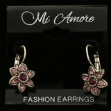 Mi Amore Crystal Accented Dangle-Earrings Silver-Tone/Pink